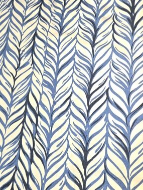 Pottery Barn Blue and Cream Leaf-Pattern Duvet Cover